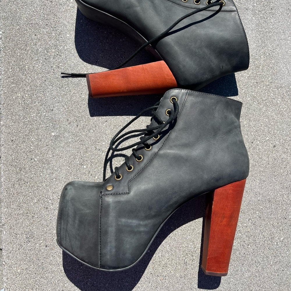 Jeffrey campbell Lita platform boots size 8 black leather